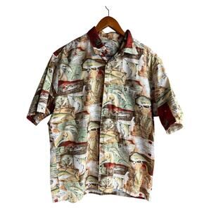 Vintage Bluewater Wear Hawaiian Shirt Size XL Fish Print Short Sleeve Button Up